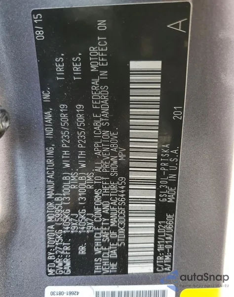 2015 Toyota Sienna Sport from USA, damaged, VIN 5TDXK3DC6FS644459